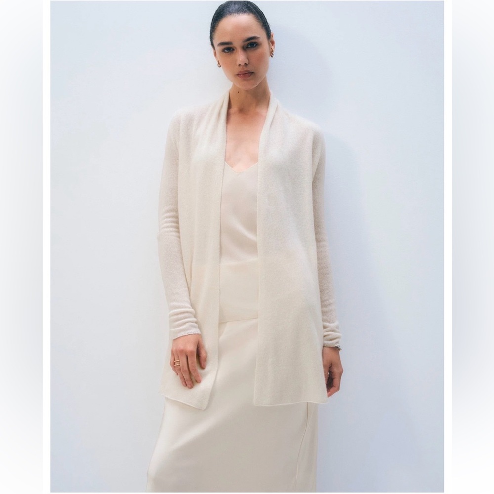 White + Warren Cream Cashmere Cardigan Sweater